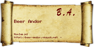 Beer Andor névjegykártya