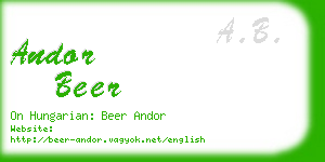 andor beer business card